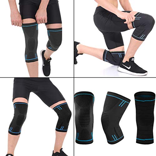Rodilleras Soporte de rodilla Soporte de compresión Mangas Hombres y mujeres - para Lesiones de ligamentos Dolor articular Artritis Menisco Desgarro Tendinitis del LCA Correr, Deportes (Pares M)