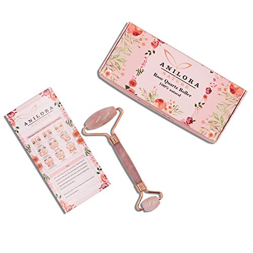 Rodillo de cuarzo rosa para la cara: calidad premium, facial, hecho a mano, cristal auténtico 100% natural, alivio de la piel, rodillo de jade natural antienvejecimiento