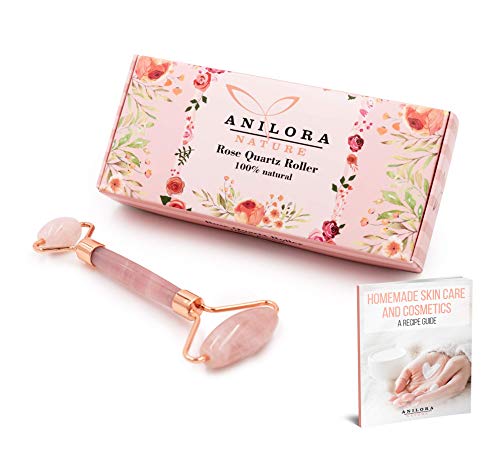 Rodillo de cuarzo rosa para la cara: calidad premium, facial, hecho a mano, cristal auténtico 100% natural, alivio de la piel, rodillo de jade natural antienvejecimiento