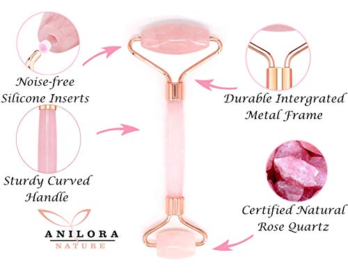Rodillo de cuarzo rosa para la cara: calidad premium, facial, hecho a mano, cristal auténtico 100% natural, alivio de la piel, rodillo de jade natural antienvejecimiento