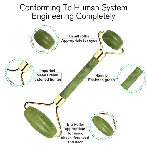 Rodillo De Jade, Jade Roller, Rodillo Facial de Jade, Rodillo de masaje de jade, Facial Masaje Piedra Gua Sha Jade, Anti Aging, Piel Que Aprieta, Belleza Tools