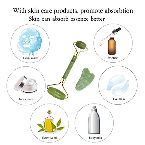 Rodillo De Jade, Jade Roller, Rodillo Facial de Jade, Rodillo de masaje de jade, Facial Masaje Piedra Gua Sha Jade, Anti Aging, Piel Que Aprieta, Belleza Tools
