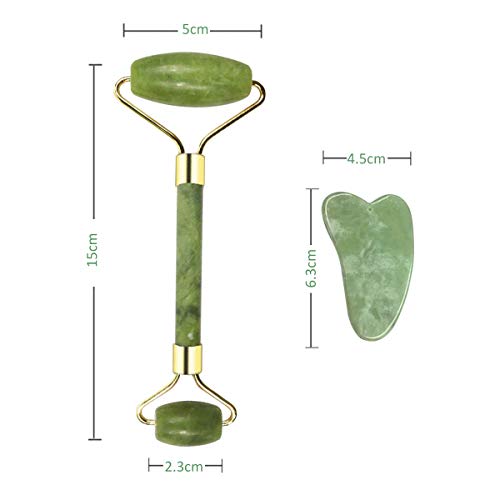 Rodillo De Jade, Jade Roller, Rodillo Facial de Jade, Rodillo de masaje de jade, Facial Masaje Piedra Gua Sha Jade, Anti Aging, Piel Que Aprieta, Belleza Tools