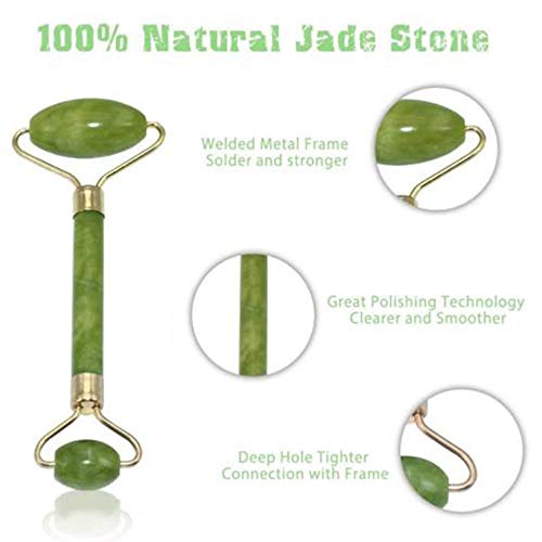 Rodillo de jade masajeador facial para rostro, rodillo de jade antienvejecimiento, masajeador facial natural, 3 piezas/set