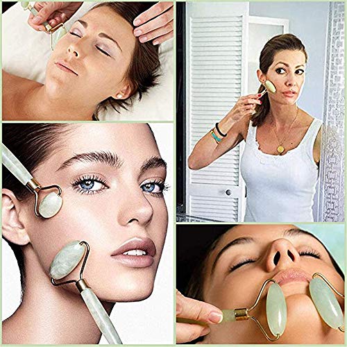 Rodillo De Jade,Facial Masaje Piedra, Masajeador Roller Tools Anti Aging Belleza Natural Dispositivo Herramienta, Para Cuello Cara Ojos Cabeza Cuerpo