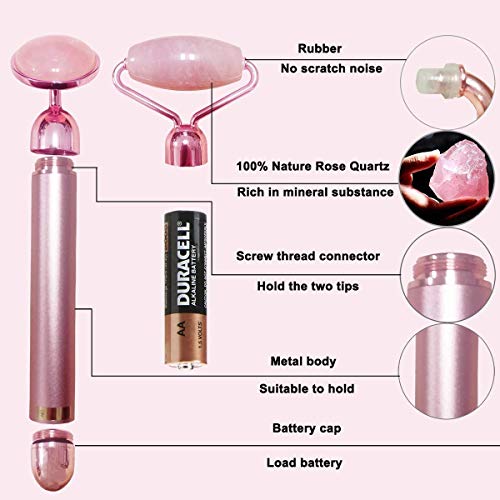 Rodillo De Jade,Masajeador facial,rodillo de jade eléctrico 2 en 1,Masajeador Roller Tools Anti Aging Belleza Natural Dispositivo Herramienta,piedra de masaje para ojos y brazos