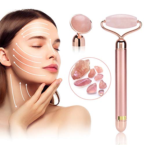 Rodillo De Jade,Masajeador facial,rodillo de jade eléctrico 2 en 1,Masajeador Roller Tools Anti Aging Belleza Natural Dispositivo Herramienta,piedra de masaje para ojos y brazos