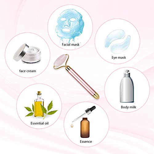 Rodillo de masaje eléctrico de rostros, de cuarzo rosa, rodillo masajeador facial para levantamiento facial instantáneo, antiarrugas, ajuste de la piel, reafirmante facial