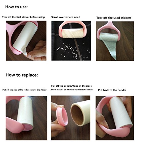 Rodillo de Pelusa+7 Reemplazos Pegajosos Quitapelusas de Adhesivo Mascotas Limpiador Sticky Picker Cleaner Set de ISIYINER para Alfombra Asiento de Coche Ropa