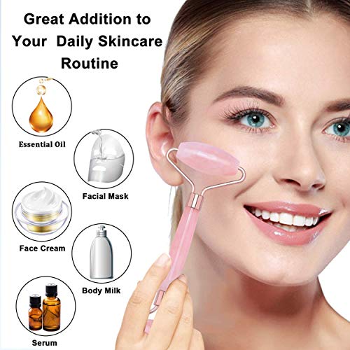 Rodillo facial de jade con piedra de masaje con juego de Gua Sha anti edad arrugas utilizado con aceite esencial y crema