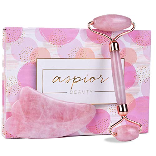 Rodillo facial de jade con piedra de masaje con juego de Gua Sha anti edad arrugas utilizado con aceite esencial y crema