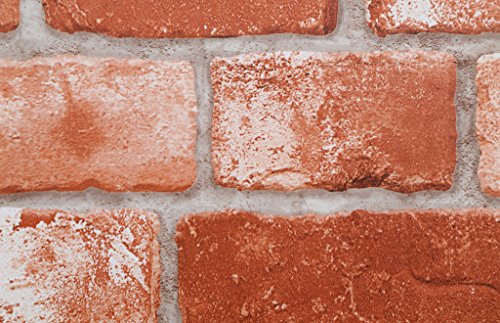 (Rojo Marrón, Paquete de 1) Papel tapiz de mural autoadhesivo clásico con patrón de ladrillo 50cm X 3M (19,6" X 118"), 0,15mm para sala de estar, habitación, fregadero, paredes de cocina