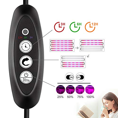 Roleadro LED Cultivo Interior 60w IP65 Lámpara Cultivo LED Grow LED Light con Temporizador 3H/6H/12H y Regulable Brillo para Armario Cultivo Interior/Plantas de Interior/Invernadero[ 6 tira ]
