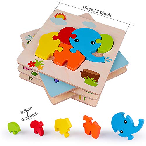Rolimate Puzzles de Madera Juguetes Bebes, De Madera Rompecabezas Set Montessori Juguete 3 4 5+ años, Habilidad motora Fina Juego de Regalo Educativo Preescolar de Aprendizaje temprano para niños