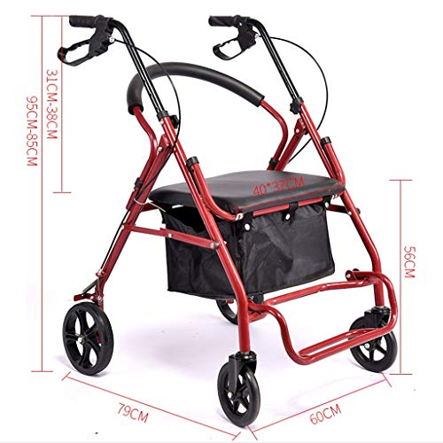 Rollators Carrito de Compras Plegable para Personas Mayores, la Estructura Triangular es Firme y Firme, Puede soportar 120 kg, con Frenos, Canasta de Compras