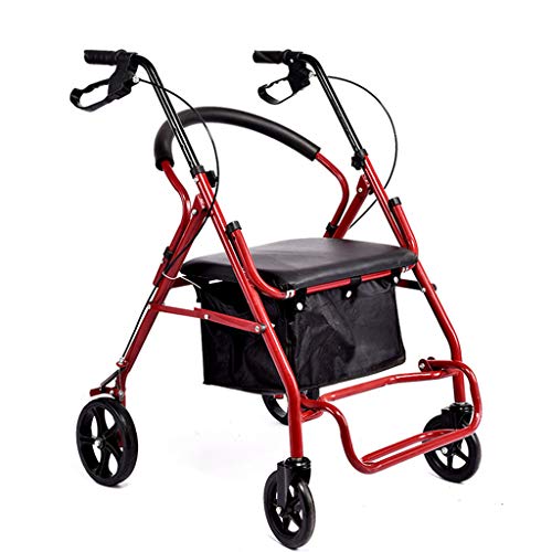 Rollators Carrito de Compras Plegable para Personas Mayores, la Estructura Triangular es Firme y Firme, Puede soportar 120 kg, con Frenos, Canasta de Compras