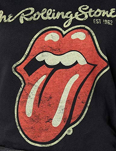 Rolling Stones Plastered Tongue Camisa, Negro, 38 para Mujer