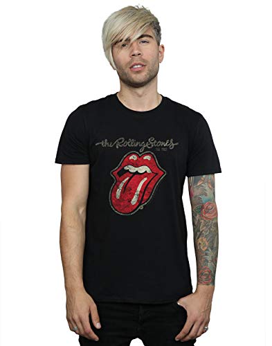 Rolling Stones The Plastered Tongue Camiseta, Negro (Black Black), XX-Large para Hombre