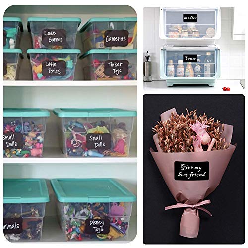 Rollo de 300Pcs Etiquetas Adhesivas de Pegatina Reutilizable Borrable de vinilo, Chalkboard Labels para Decorar Tarros, Botes, Hogar y Oficina, mermelada, Negro 60 x 40 mm