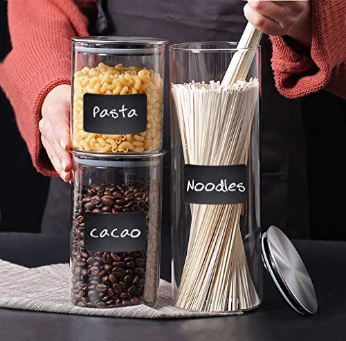 Rollo de 300Pcs Etiquetas Adhesivas de Pegatina Reutilizable Borrable de vinilo, Chalkboard Labels para Decorar Tarros, Botes, Hogar y Oficina, mermelada, Negro 60 x 40 mm