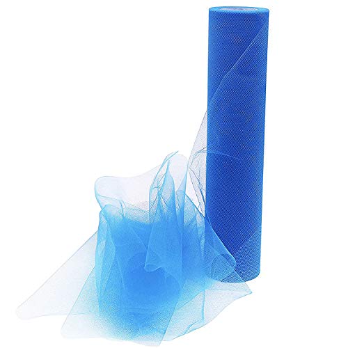 Rollo de Tul (Pack de 2) - 25m Largo x 30cm de Ancho, Azul Real Tela de Tul para Tutú Falda, Caminos de Mesa, Lazos Sillas, Envolver Regalos, Pompones, Manualidades, Decoración Boda y Cumpleaños