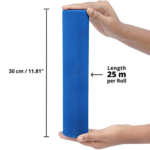 Rollo de Tul (Pack de 2) - 25m Largo x 30cm de Ancho, Azul Real Tela de Tul para Tutú Falda, Caminos de Mesa, Lazos Sillas, Envolver Regalos, Pompones, Manualidades, Decoración Boda y Cumpleaños