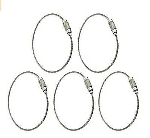 Romote Sinsun 5pcs Acero Inoxidable Alambre Llavero Llavero de Cable para el Aire Libre Senderismo