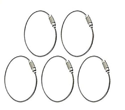 Romote Sinsun 5pcs Acero Inoxidable Alambre Llavero Llavero de Cable para el Aire Libre Senderismo