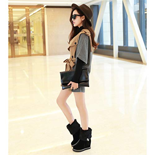 Rong-- Botas Altas para Mujer Botas Ante con Suela De Goma para Otoño E Invierno, Aumento del Talón Interior: 8 Cm,Negro,39