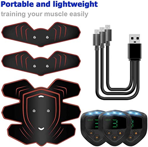 ROOTOK Electroestimulador Muscular Abdominales, USB Recargable EMS Estimulador Muscular Abdominales, para Abdomen/Cintura/Pierna/Brazo