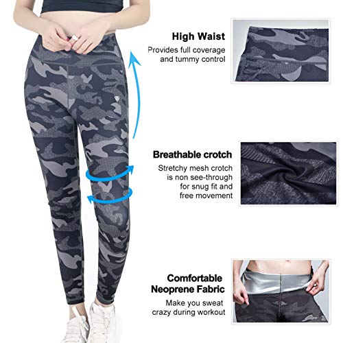 ROOTOK Mujer Pantalones Largos Deportivos de Camuflaje Leggings para Running, Yoga y Ejercicio (XL)