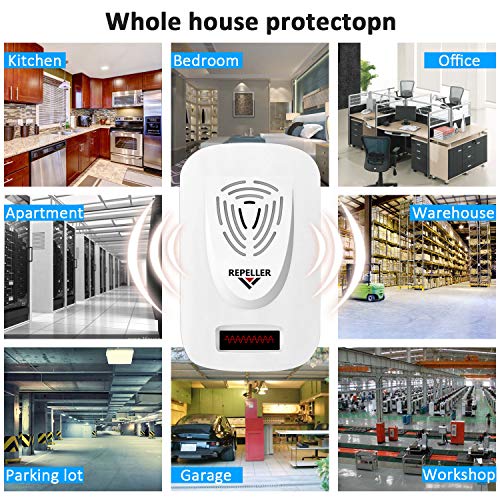 ROOTOK Repelente Mosquitos Ultrasonico,Antimosquitos Electrico,Repelente Ultrasónico de Control de Plagas,Anti Cucarachas, Moscas, Mosquitos, Ratones, Arañas,100% Inofensivo para Mascotas y Humanos