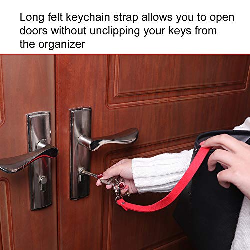 Ropch Bolso Organizador de Fieltro, Organizadores de Bolso Fieltro Bolsa en Bolsa Organizador Bolso Insertar con Bolsa de Cremallera Desmontable y Llavero (Rojo, L)