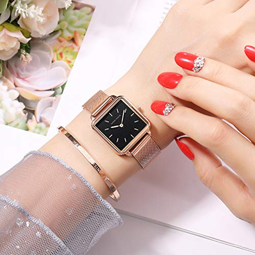 RORIOS Mujer Relojes de Pulsera Cuarzo Analogico Relojes para Dama Minimalismo Mesh Strap Moda Ladies Watches