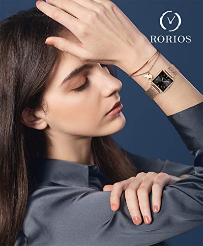 RORIOS Mujer Relojes de Pulsera Cuarzo Analogico Relojes para Dama Minimalismo Mesh Strap Moda Ladies Watches