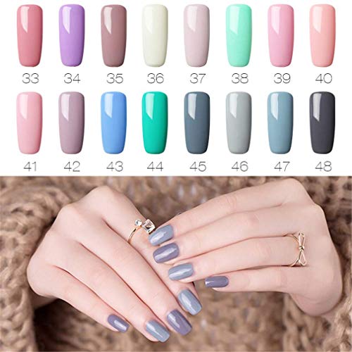 ROSALIND 48PCS / Set, Colección de color puro UV Gel Nail Polish Set Nail Art Esmalte de uñas semipermanente…