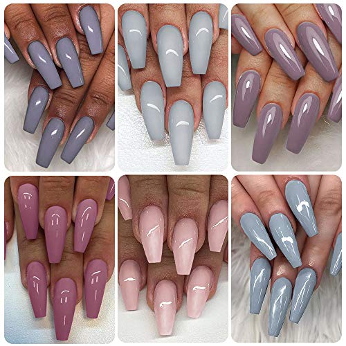ROSALIND Esmaltes Semipermanentes 6PCS Otoño e Invierno UV Gel Rosa Desnudo Gris Serie de Colección Salon level Gel de uñas de larga duración 10ML