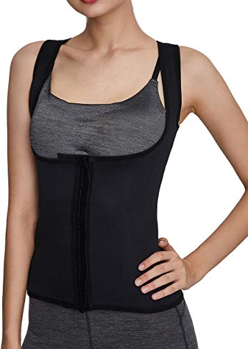 Roseate Faja Reductora Mujer Camisetas Sauna Chaleco Neopreno de Sudoración para Deporte Quema Grasa Cierre de Gancho M