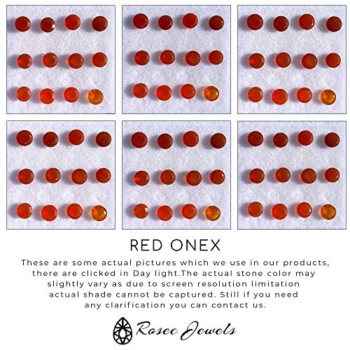 Rosec Jewels 18 quilates oro blanco redonda Red Ónice rojo