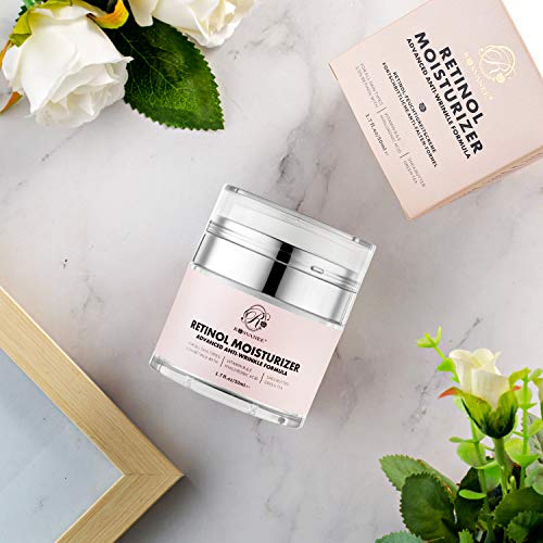ROSVANEE Retinol crema hidratante antienvejecimiento para rostro, cuello y ojos con 2.5% de retinol, ácido hialurónico y vitaminas E y B5, crema de hidratación profunda antiarrugas
