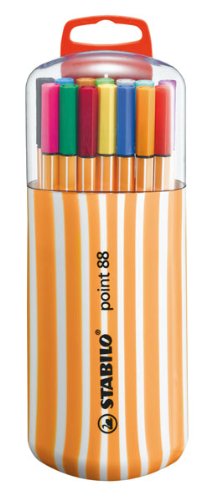 Rotulador punta fina STABILO point 88 - Estuche premium Zebrui con 20 colores