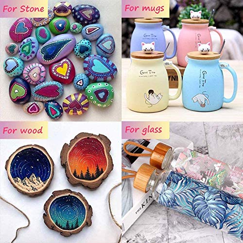 Rotuladores de Pintura Acrílica, UGUI 15 Colores Permanentes Punta Extrafina de 0,7 mm para Roca, Proyectos de Bricolaje, Tela, Metal, Vidrio, Madera, Diseñar Taza de Cerámica, Huevo de Pascua