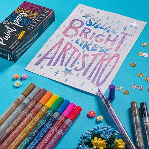 Rotuladores de pintura con purpurina Juego de 12 marcadores de pintura con purpurina acrílica Punta extrafina 0.7mm…