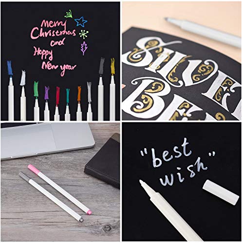 Rotuladores Metálicos Premium, 10 Colores Rotuladores punta Acrylic 1-2mm Tip para Dibujo de álbum de Fotos/Regalo de Cumpleaños por Bricolaje Tarjeta para Hacer Bricolaje Pintura de Roca Vidrio