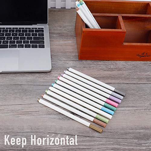 Rotuladores Metálicos Premium, 10 Colores Rotuladores punta Acrylic 1-2mm Tip para Dibujo de álbum de Fotos/Regalo de Cumpleaños por Bricolaje Tarjeta para Hacer Bricolaje Pintura de Roca Vidrio