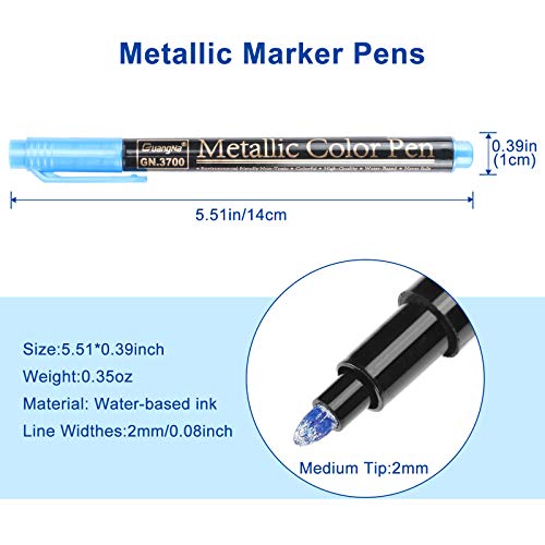 Rotuladores Metálicos, RATEL 20 PCS brillantes Marcador Metálico para manualidades de bricolaje, pintura rupestre, álbum de fotos de bricolaje Rotuladores Metalizados para cerámica-Punta de 2 mm