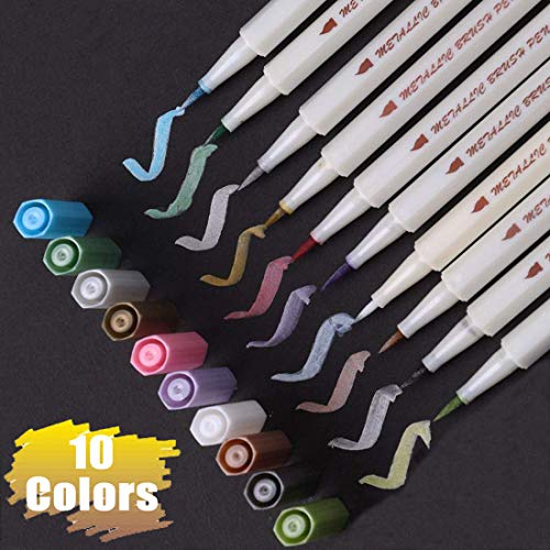 Rotuladores metálicos, Vakki 10 colores surtidos brillantes, puntas para cumpleaños, regalo de felicitación, álbum de fotos, tarjetas, pintura de rock