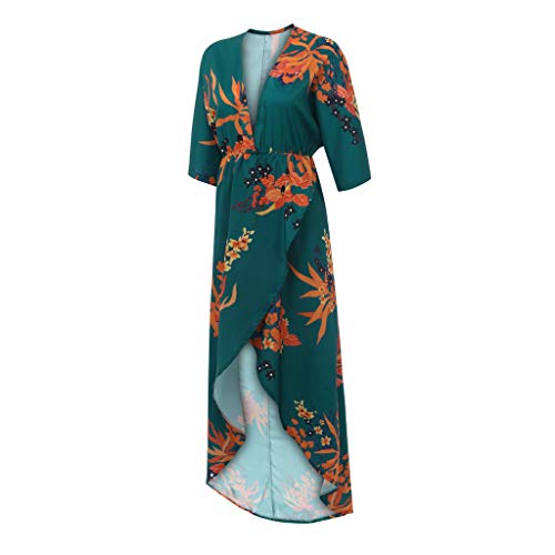 routinfly Vestido de cóctel para Mujer, 2019, Vestido de Noche, Sexy, con Cuello en V, con Mangas extendidas y Dobladillo Irregular, Tallas S-3XL, poliéster, Verde, XXXL