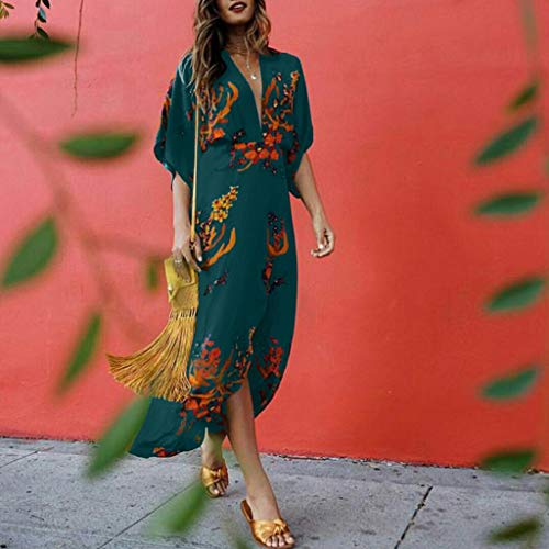 routinfly Vestido de cóctel para Mujer, 2019, Vestido de Noche, Sexy, con Cuello en V, con Mangas extendidas y Dobladillo Irregular, Tallas S-3XL, poliéster, Verde, XXXL