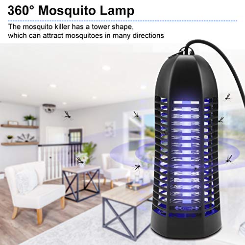 ROVLAK Lámpara Antimosquitos Interior Lampara Antimosquitos Electrico con un Tubo Fluorescente de 6W Lampara Mosquitos Enchufe sin Químicos Lampara Mosquitos por Matar Mosquitos para interiores, Negro